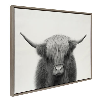 Sylvie Hey Dude Highland Cow Framed Linen Canvas