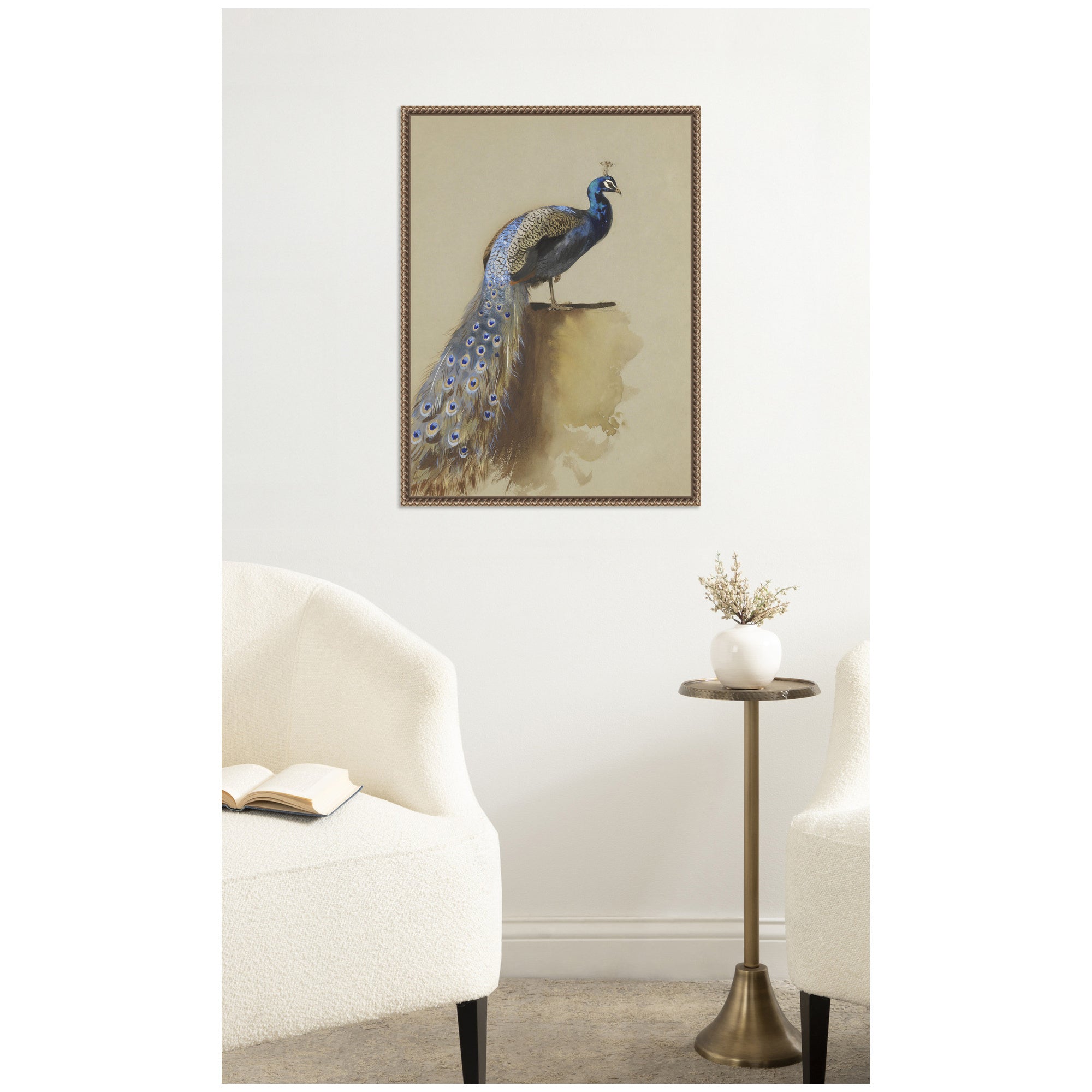 Peacock no date Archibald Thorburn by Nostalgia Prints Framed Canvas Wall Art Print