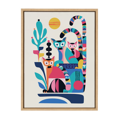 Sylvie Mid Century Modern Lemur Framed Canvas by Rachel Lee