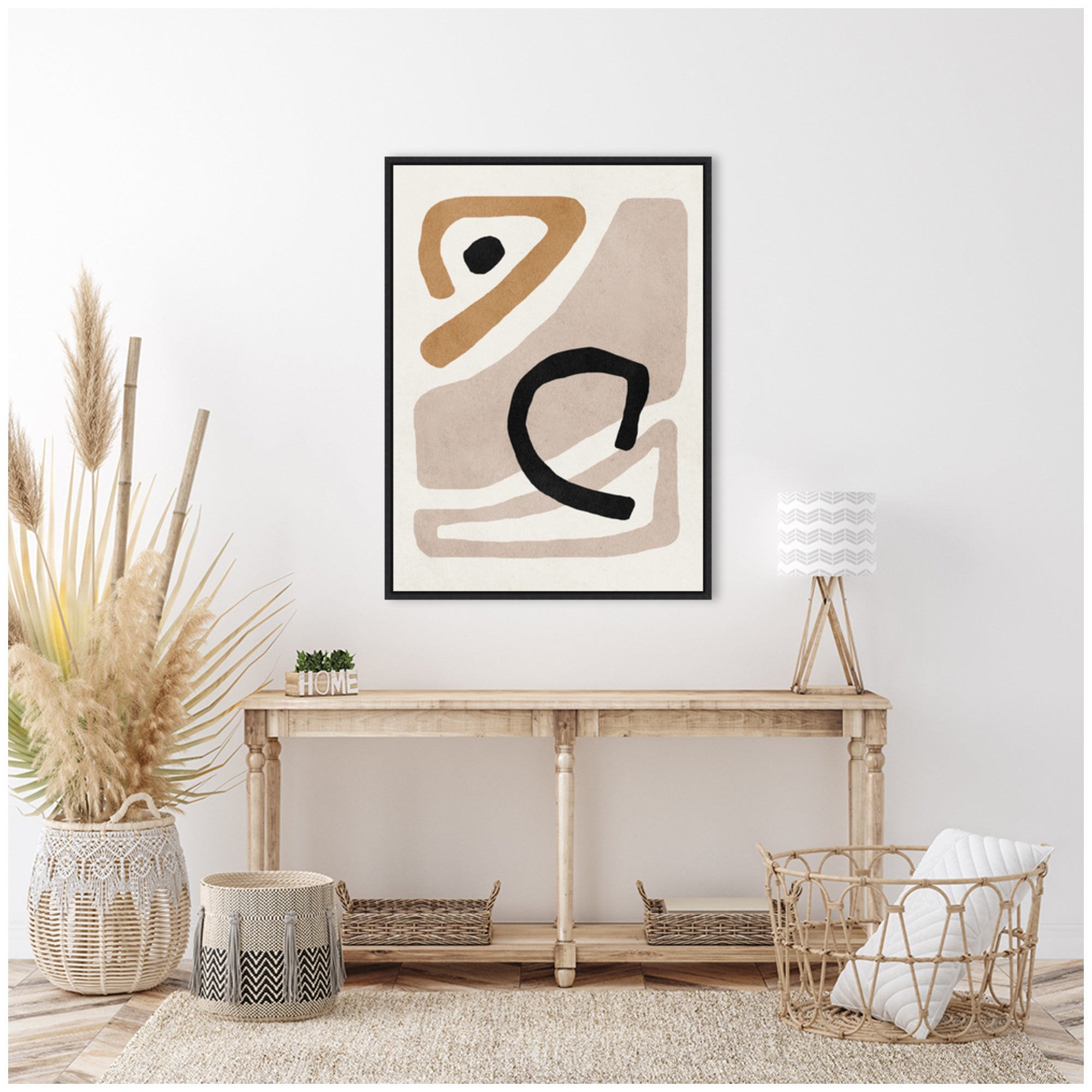 Sylvie Neutral Abstract 1 Minimal Modern Art Framed Canvas by July Art Prints