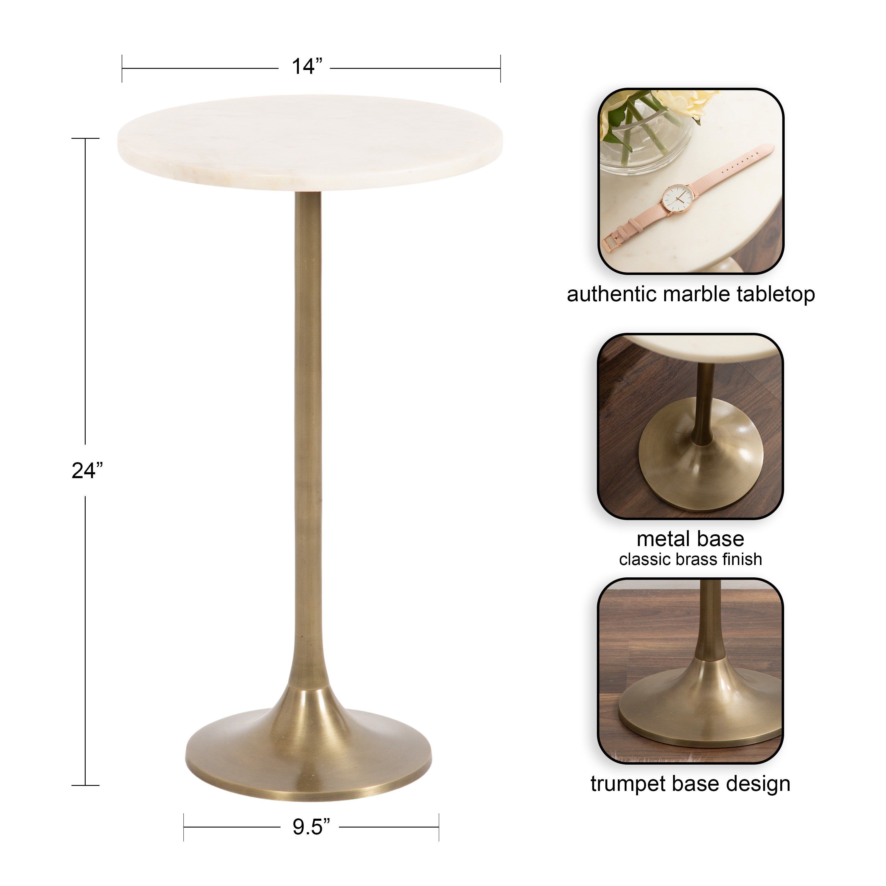 Baronet Round Marble and Metal Table