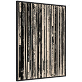 33 RPM Black and White by Robert Cadloff framed canvas wall art print showing a black and white closeup of a vinyl record player needle on record