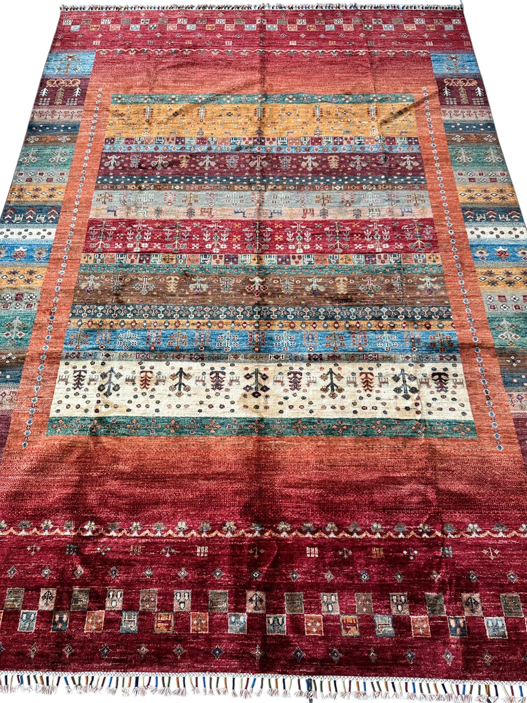Afghani Khorjin Wool Rug – 7' x 9'10" – Vibrant Geometric & Tribal by Rugistan - product image 2 for Resin Society