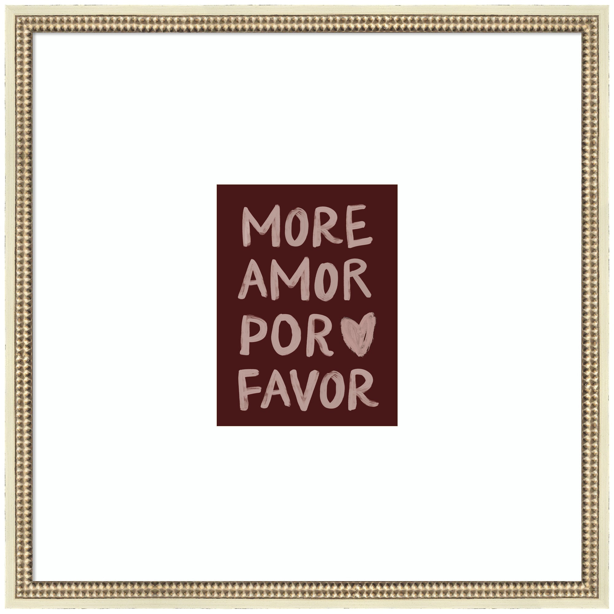 More Amor Por Favor Hand Painted Typography Maroon by Lucky Guava Framed Wall Art Print