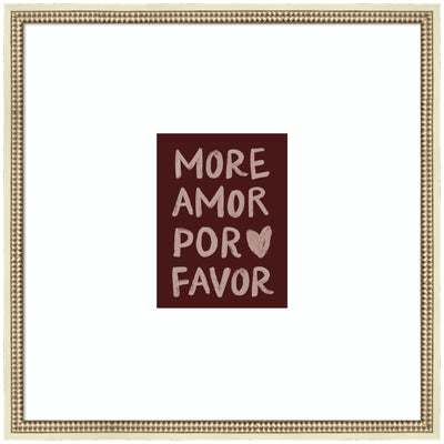More Amor Por Favor Hand Painted Typography Maroon by Lucky Guava Framed Wall Art Print