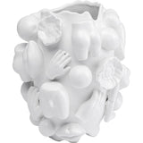 Lacquered ceramic Vase Body Parts 25 with surrealist form placed on a flat surface