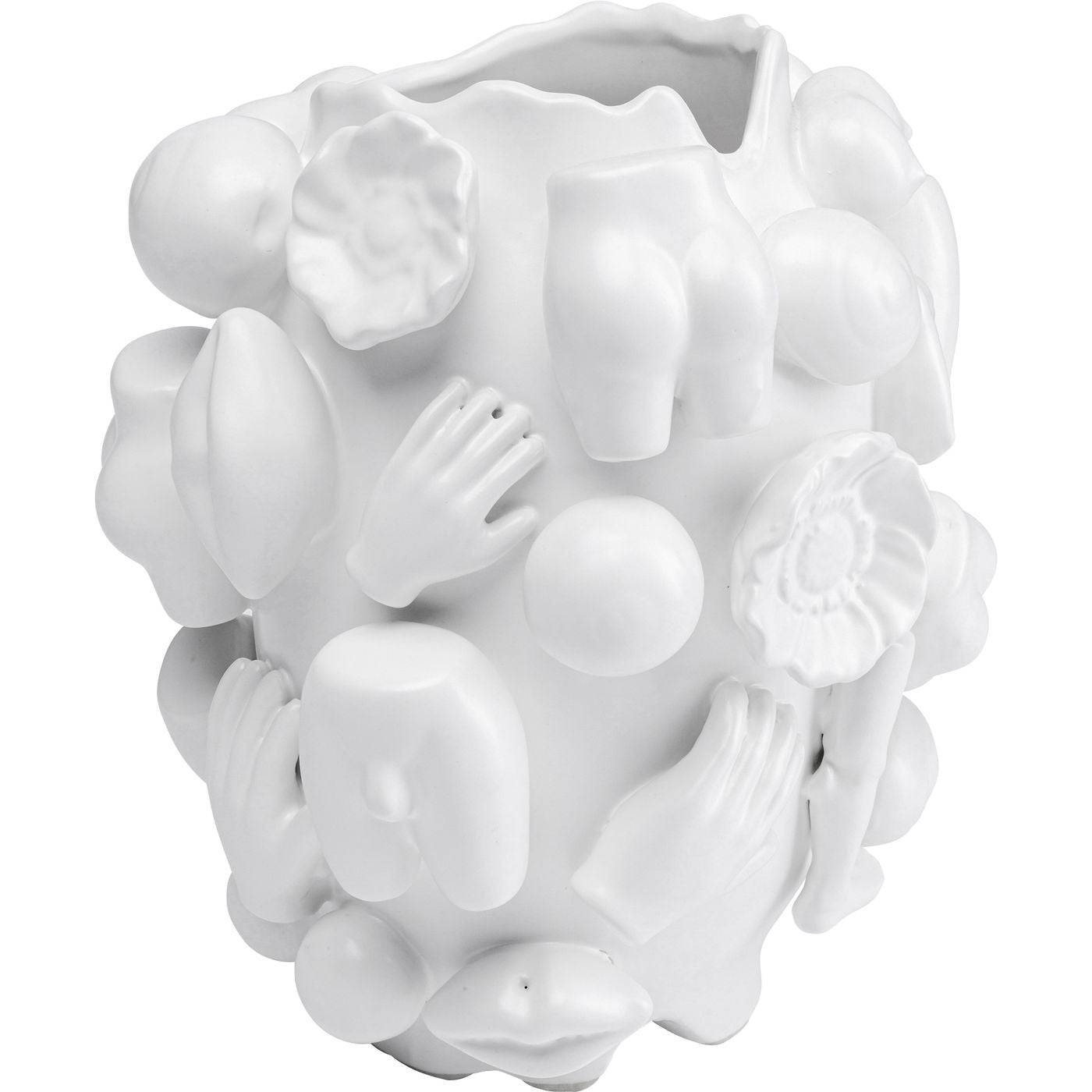 Lacquered ceramic Vase Body Parts 25 with surrealist form placed on a flat surface