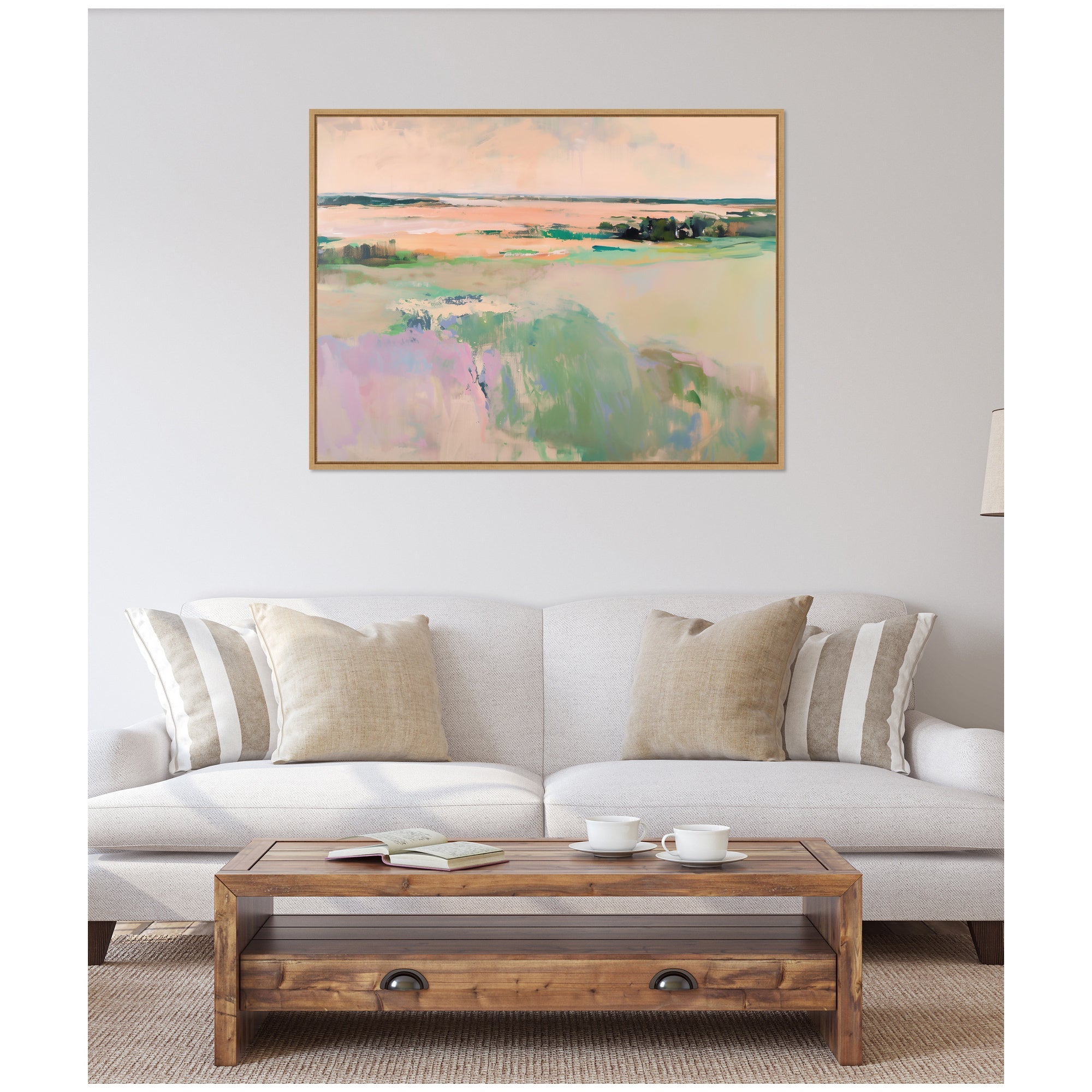 Sylvie Pastel Horizon III Framed Canvas by Amy Lighthall
