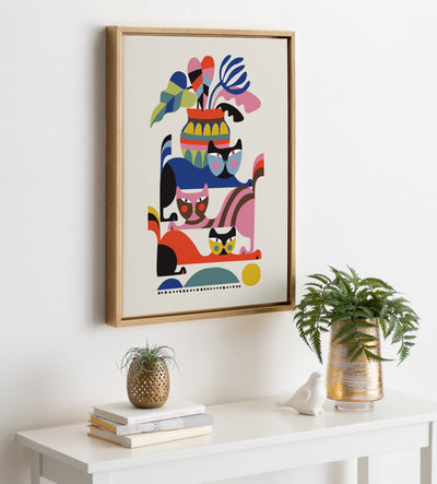 Sylvie 3 Cats Framed Canvas