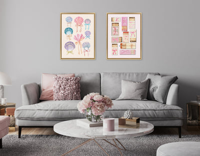 Sylvie Seashell Bows Framed Canvas by Honey Island Studio