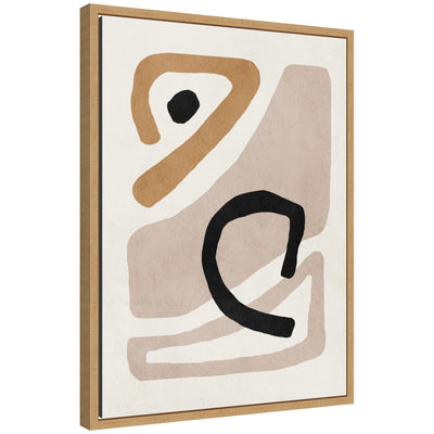 Sylvie Neutral Abstract 1 Minimal Modern Art Framed Canvas in a light room setting