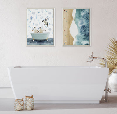 Sylvie Penguins In Under the Sea Bath Framed Canvas by kateandlaurel - product image 13 for Resin Society