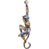 Colorful pop art style monkey wall decoration by DEKOR, hanging vertically with bright multicolor finish