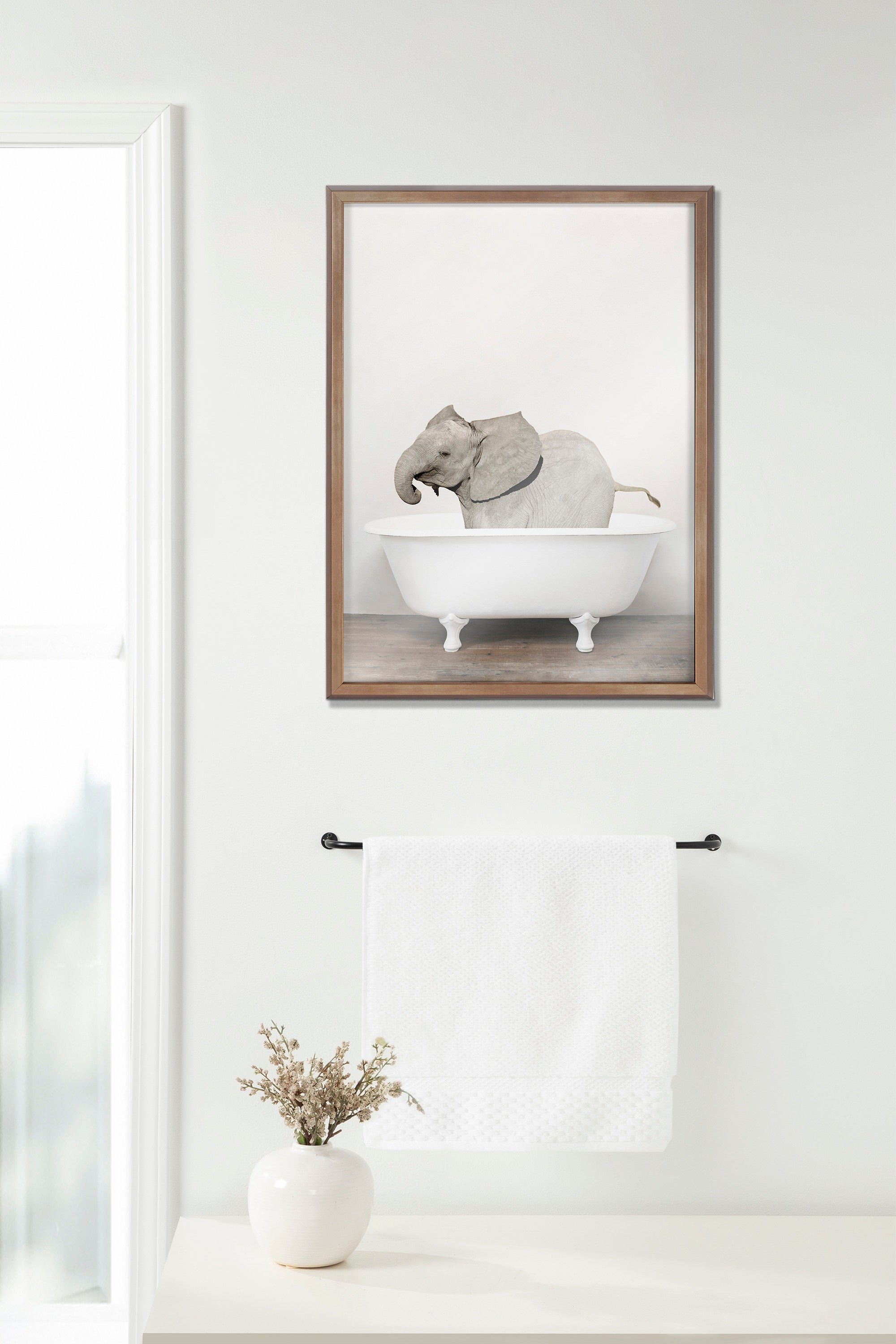 Blake Baby Elephant in the Tub Color Framed Printed Glass by kateandlaurel - product image 5 for Resin Society
