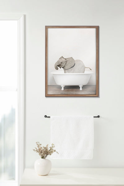 Blake Baby Elephant in the Tub Color Framed Printed Glass by kateandlaurel - product image 5 for Resin Society