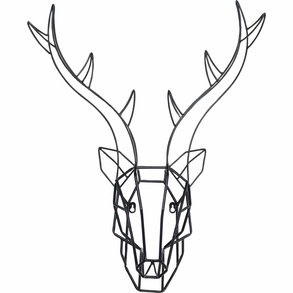 Wall Object Antler 52x67cm black powder-coated steel wire frame mounted on white wall