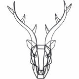 Wall Object Antler 52x67cm black powder-coated steel wire frame mounted on white wall