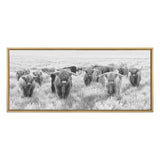Sylvie Herd of Highland Cows Black and White Framed Canvas by The