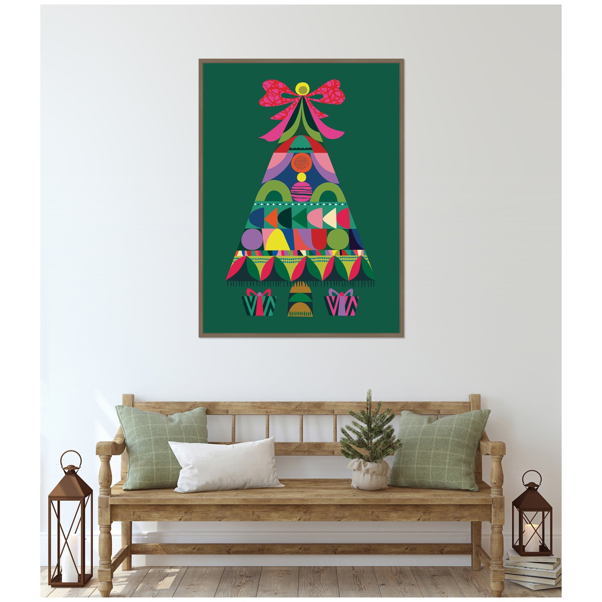 Sylvie Framed Canvas Geometric Christmas Tree by Rachel Lee