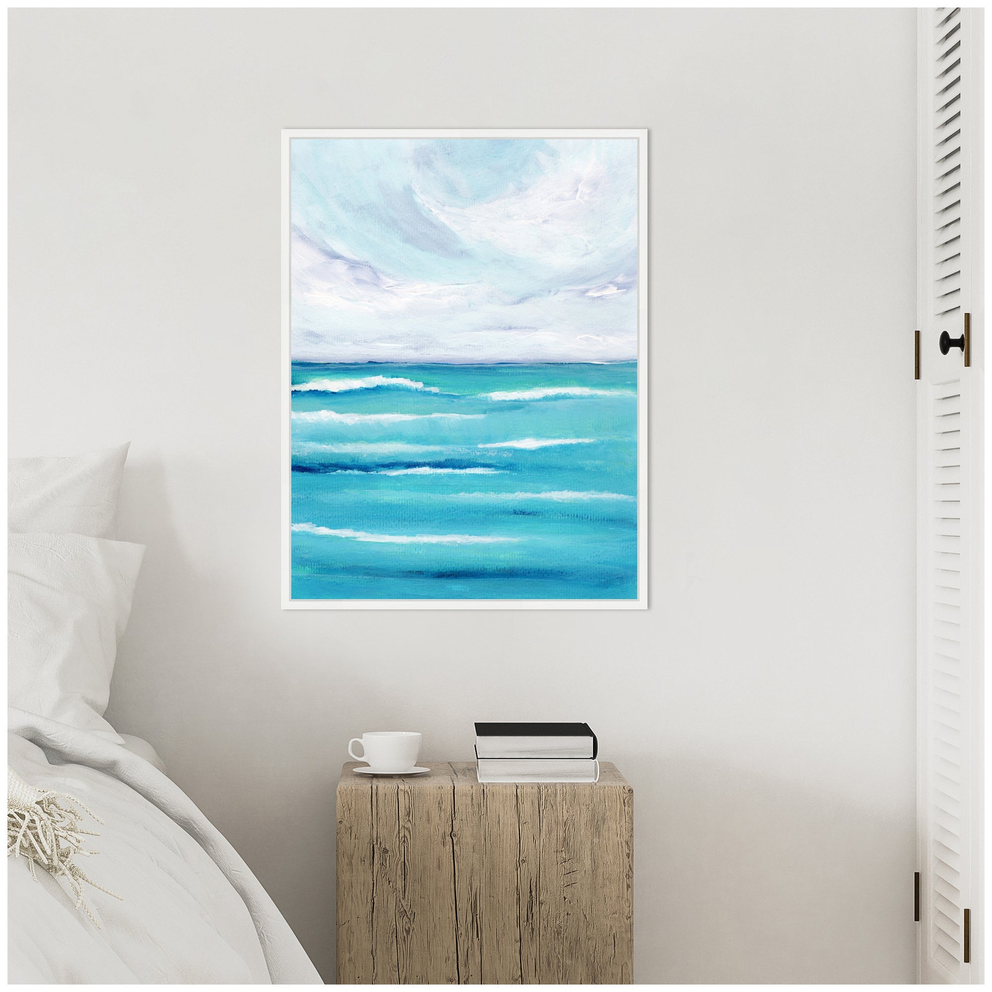 Sylvie Evening Ocean Waves Framed Canvas by Nikita Jariwala