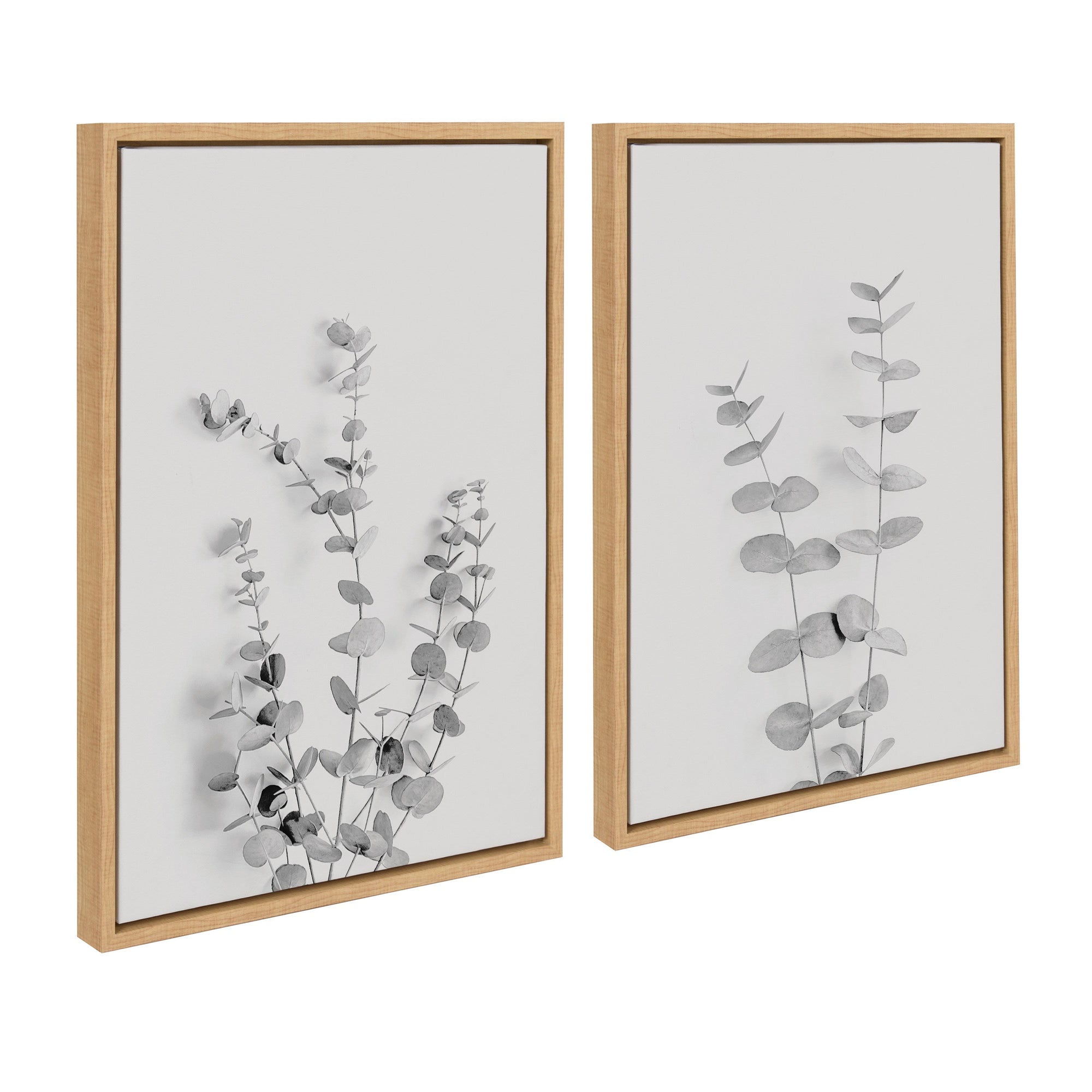 Sylvie Neutral Botanical 3 and 4 Soft White Framed Canvas by kateandlaurel - main product image for Resin Society