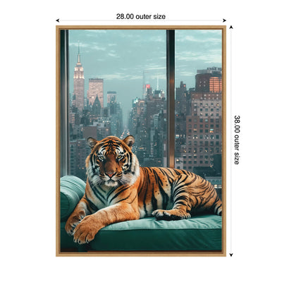 Sylvie Graceful Tiger in New York Framed Canvas by Michael Schauer
