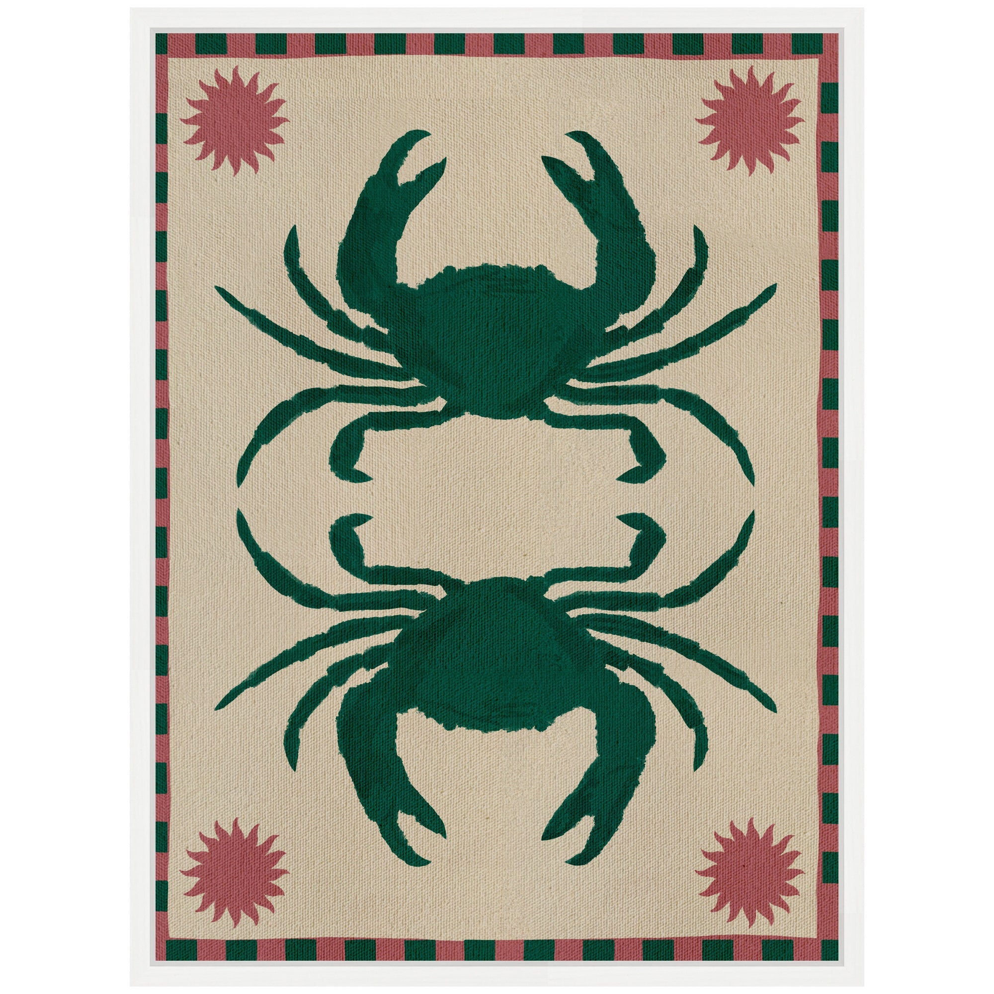 Sylvie Lush Duo 6 Crabs Framed Canvas by Shatha Al Dafai