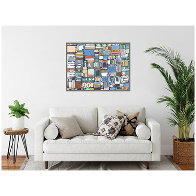 Sylvie Newsprint Horizontal Framed Canvas by Leah Nadeau