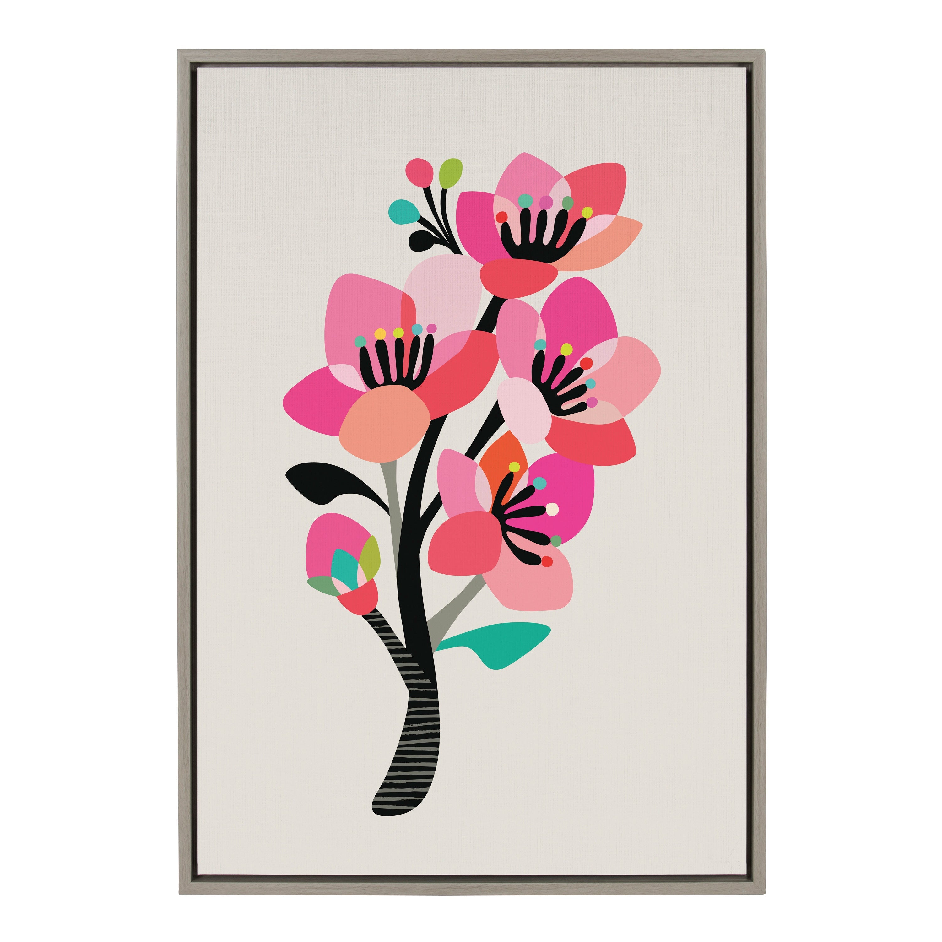 Sylvie Mid Century Modern Cherry Blossoms Framed Canvas by kateandlaurel - product image 20 for Resin Society