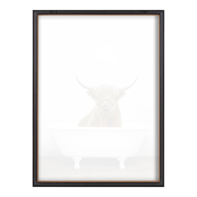 Blake Highland Cow in Tub Color Framed Printed Glass