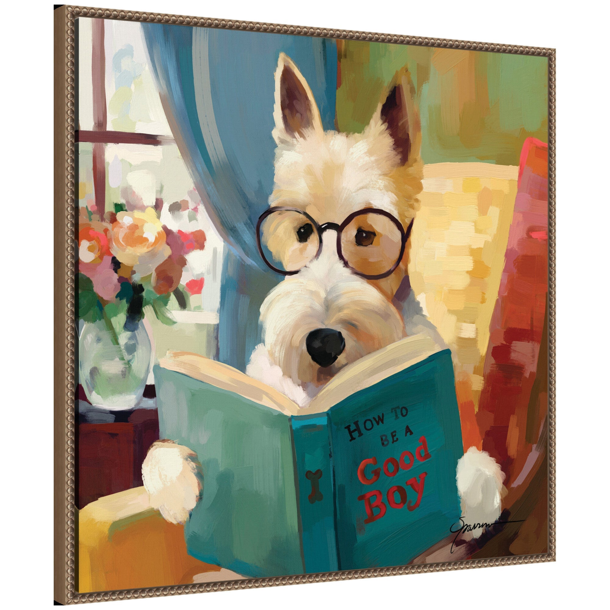 Sylvie How to be a Good Boy Framed Canvas by Mary Sparrow