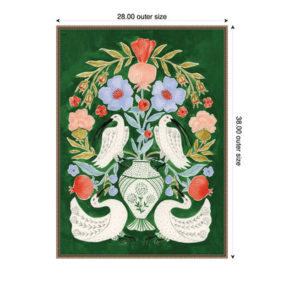 Floral Folklore Ibises and Swan by Jill Labieniec Framed Canvas Wall Art Print