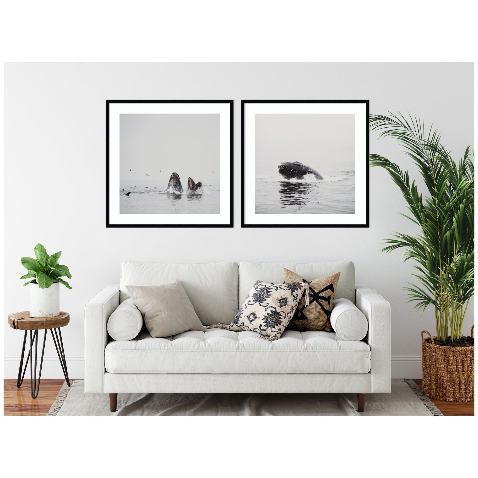 Humpback Whale 2 Piece Framed Wall Art Print Set by Laura Evans