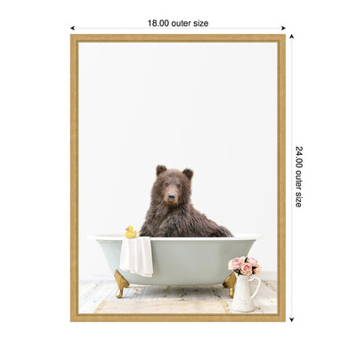 Sylvie Bear in Cottage Gray Bathtub Framed Canvas