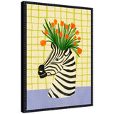 Sylvie Zebra Vase framed canvas art depicting zebra image by Nikita Jariwala
