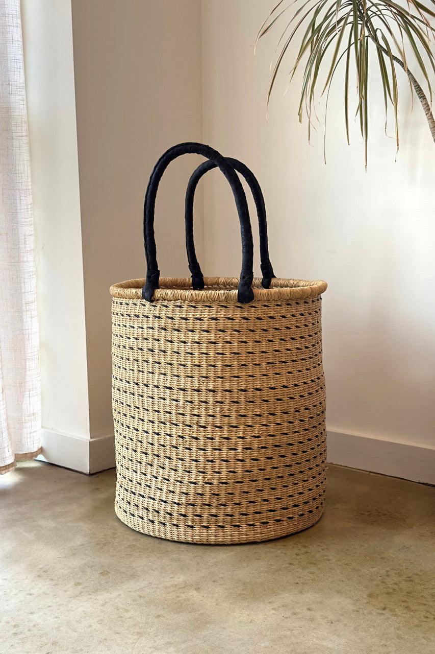Hold Everything Hamper - Horizontal Black Dashes by Mbare Ltd - main product image for Resin Society