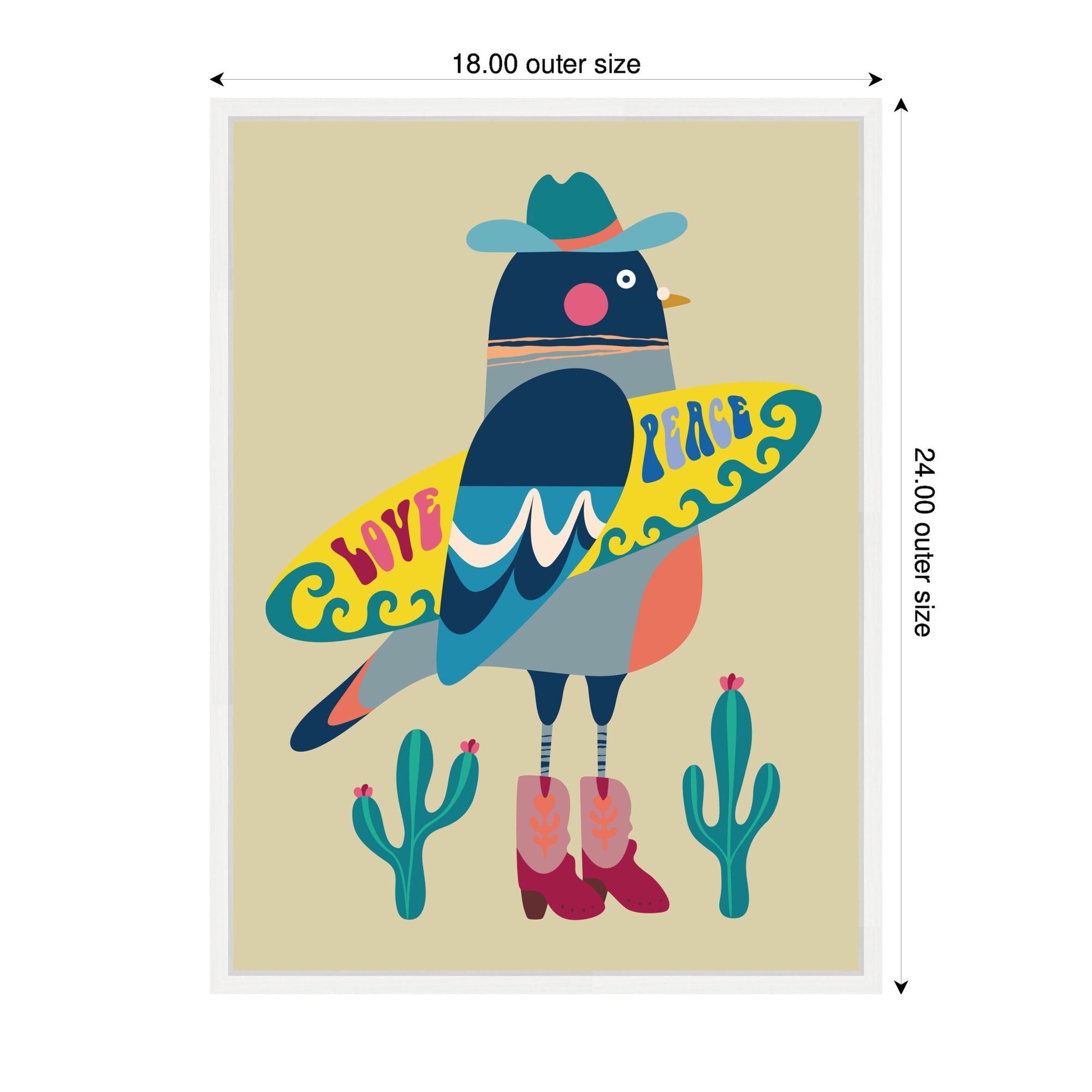 Sylvie Surfer Pigeon Framed Canvas by Rachel Lee