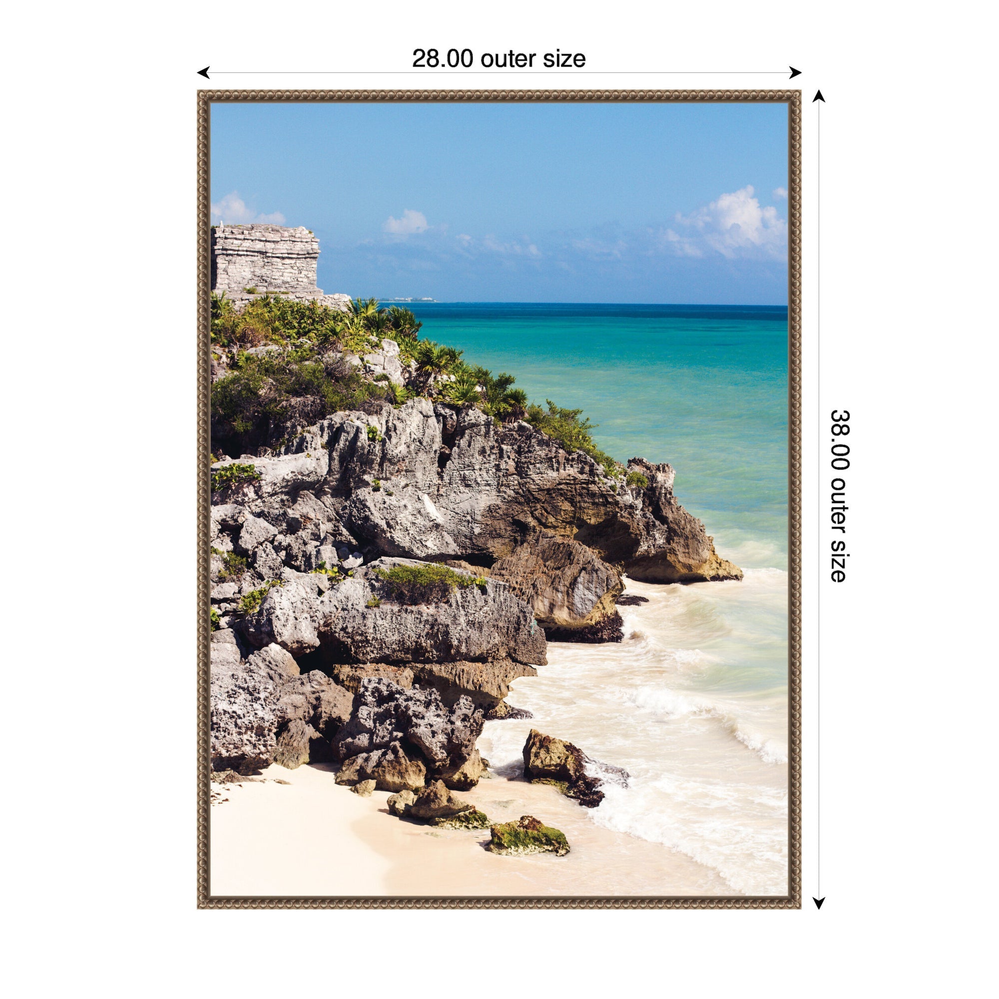 Sylvie Tulum Ruins Mexico Seascape Framed Canvas by kateandlaurel - product image 2 for Resin Society