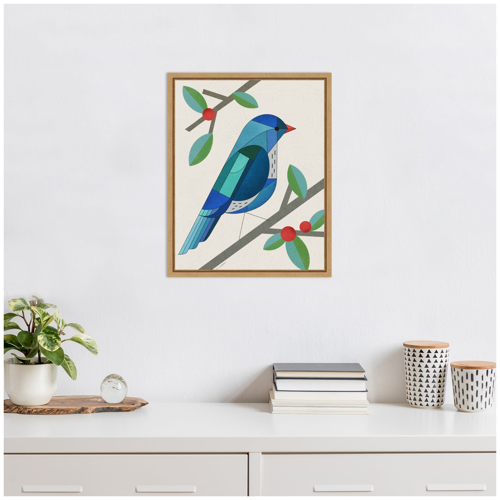 Sylvie MCM Bluebird Framed Canvas by Carey Copeland