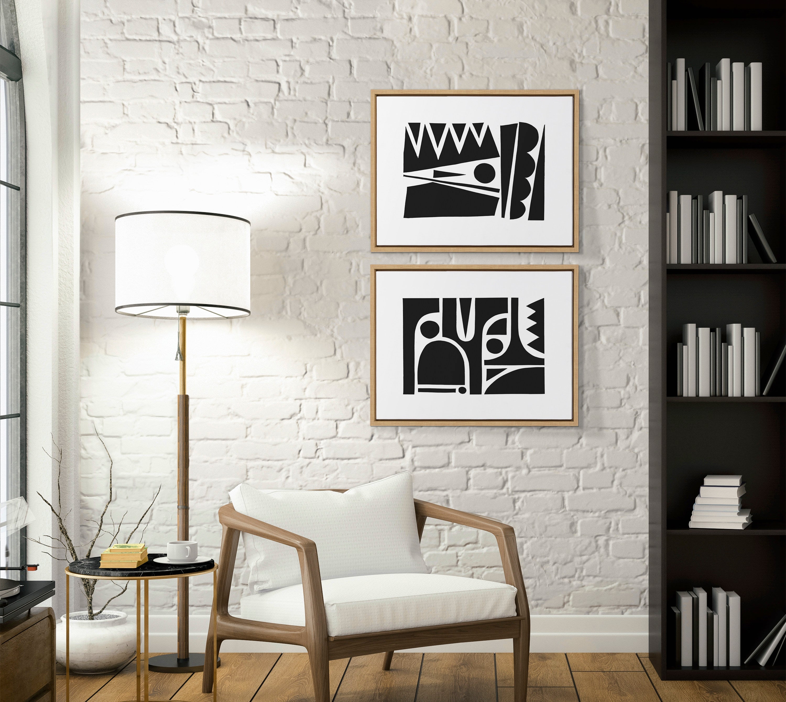 Sylvie Geometric Framed Canvas Set by kateandlaurel - product image 7 for Resin Society