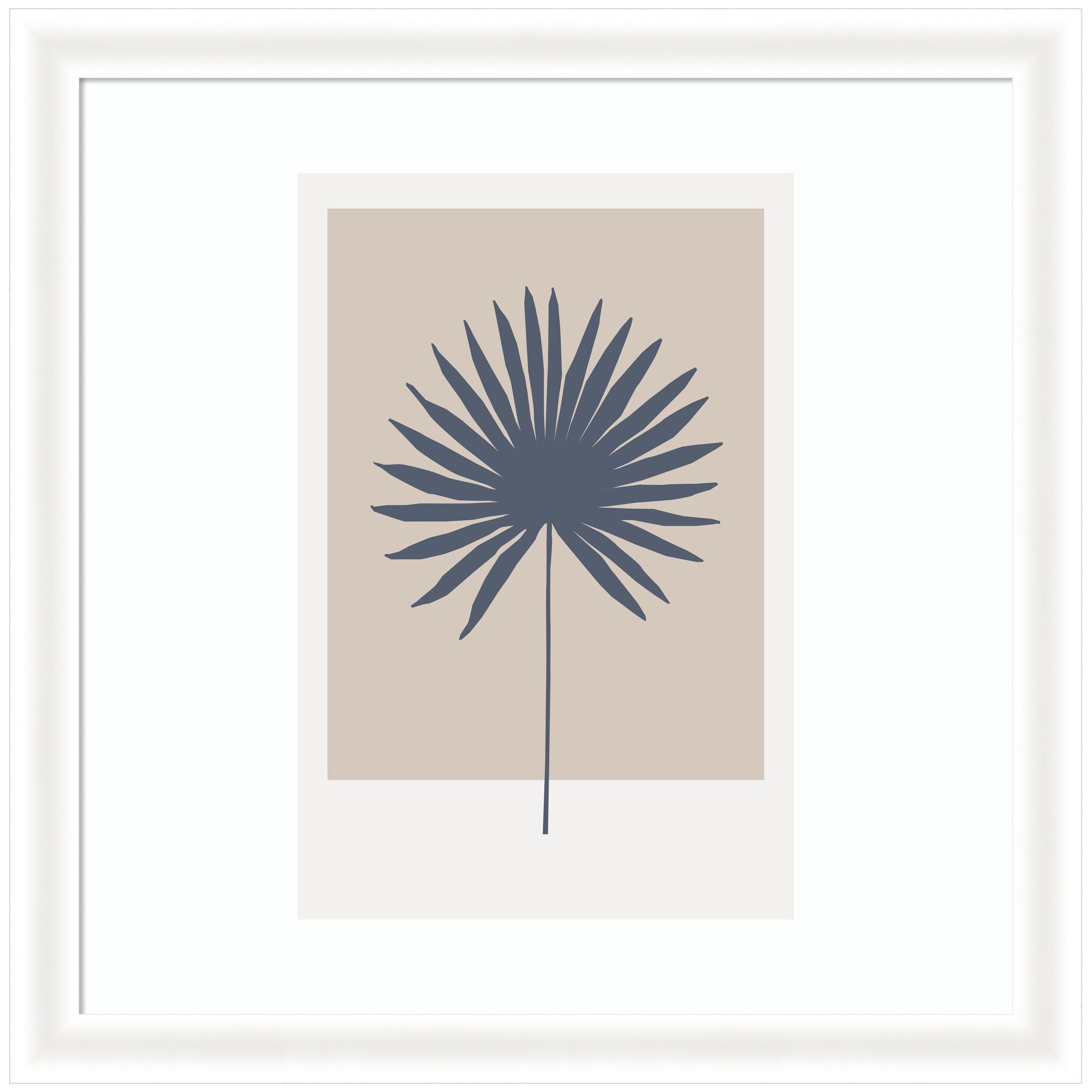 Muted Tan and Blue Colorblock Botanical Palm by The Creative Bunch Studio Framed Wall Art Print
