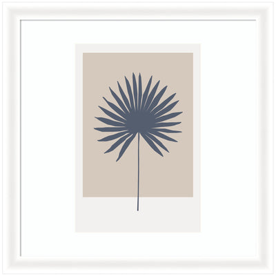 Muted Tan and Blue Colorblock Botanical Palm by The Creative Bunch Studio Framed Wall Art Print