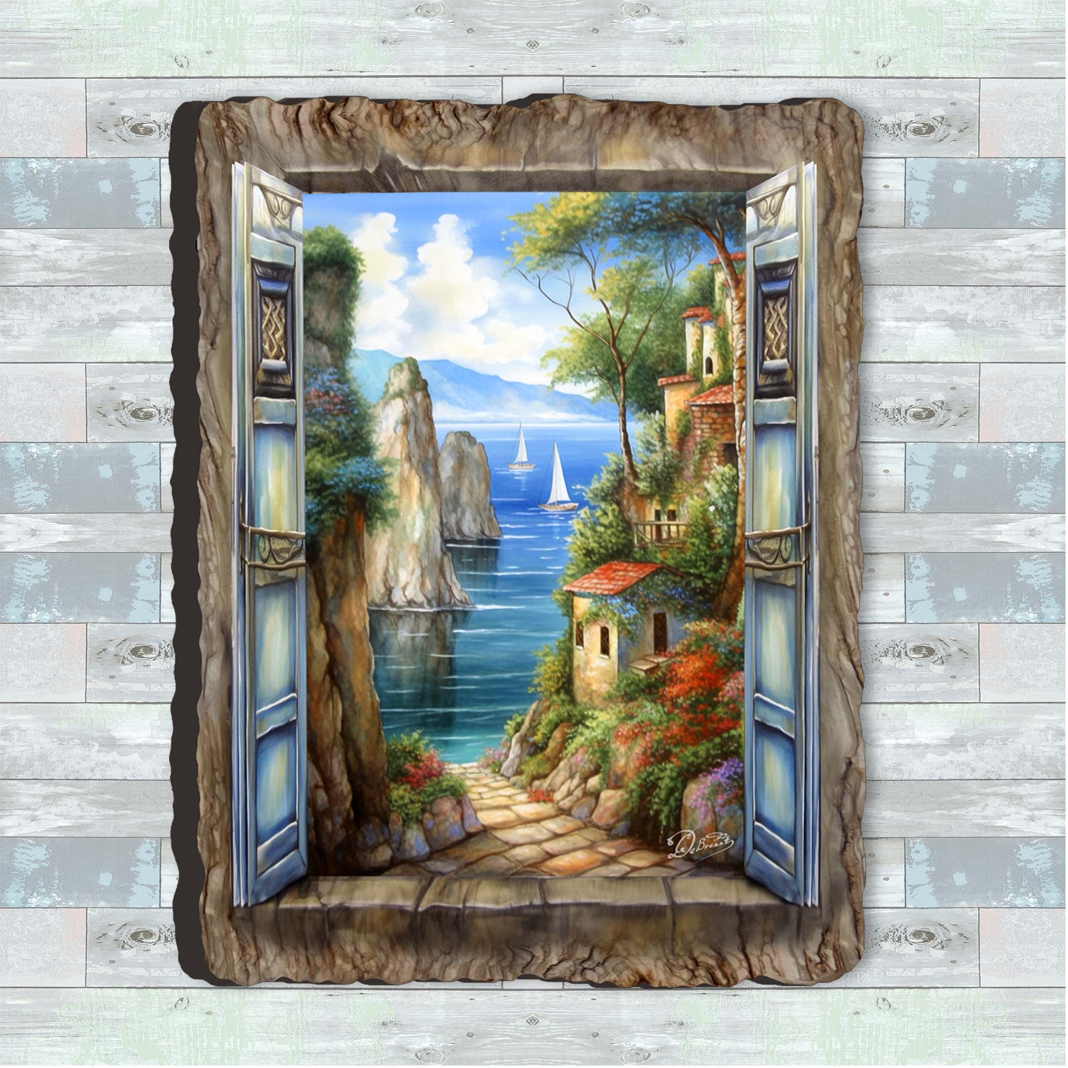 Seaside Town Window Wall Art by G. DeBrekht