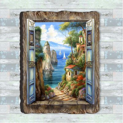 Seaside Town Window Wall Art by G. DeBrekht