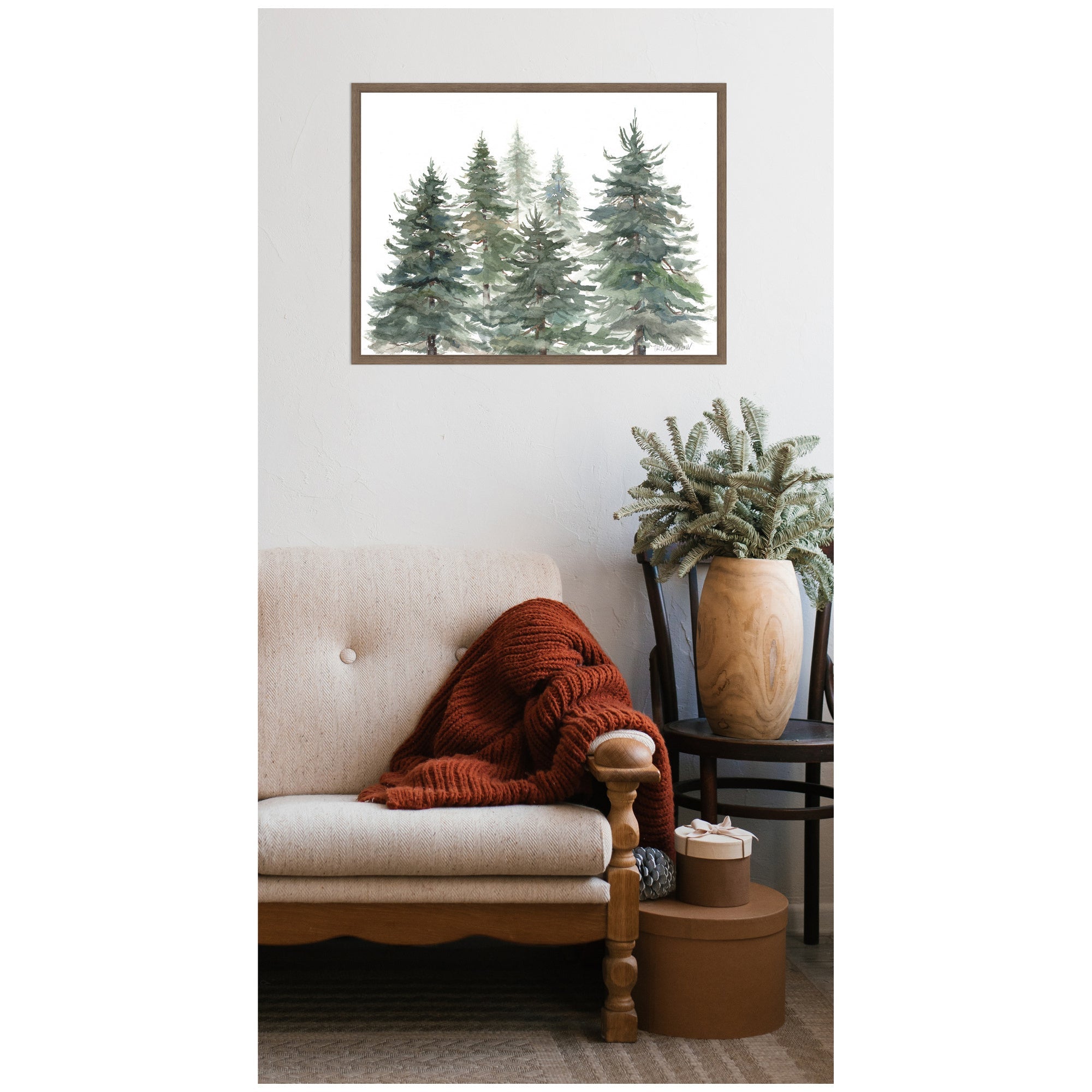 Sylvie Framed Canvas Pines And Evergreens by Patricia Shaw