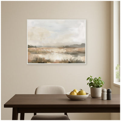 Neutral Abstract Landscape by The Creative Bunch Studio Framed Canvas Wall Art Print