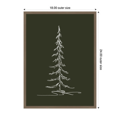 Sylvie Framed Canvas Minimalist Evergreen Trees Sketch 1 Green