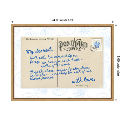 Sylvie Beach Love Letter Blue Framed Canvas by Honey Island Studio