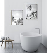 Sylvie Coastal Coconut Palm Tree Beach BW Framed Canvas Set by The