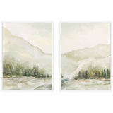 AQ Winter Landscape No.
6 two-piece framed canvas wall art set displayed on wall